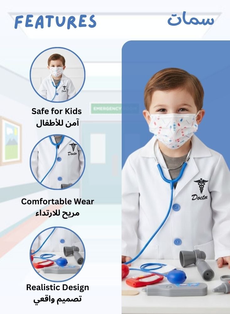 Premium Kids Doctor Role Play Costume Set – White Lab Coat Outfit with Medical Accessories for Pretend Play & Fancy Dress - Image 2